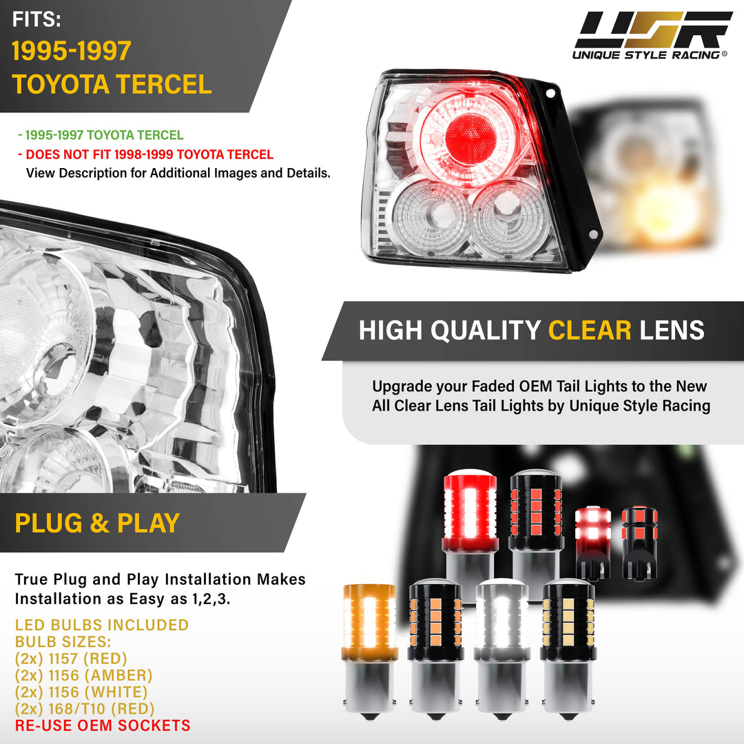 1995 1996 1997 Toyota Tercel All Clear Lens Tail Lights Cleared Alteza Style

#light-source_led
