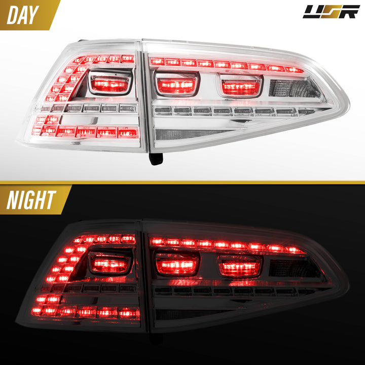 2015-2017 Volkswagen Golf GTI Euro Style All Clear Lens LED Tail Lights with Plug & Play Kit Including USDM to EURO Wire Adapter Harness + OBD Coding Device