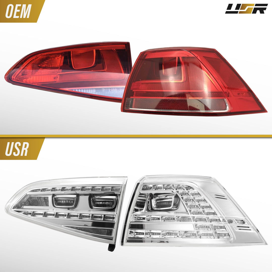 2015-2017 Volkswagen Golf GTI Euro Style All Clear Lens LED Tail Lights with Plug & Play Kit Including USDM to EURO Wire Adapter Harness + OBD Coding Device