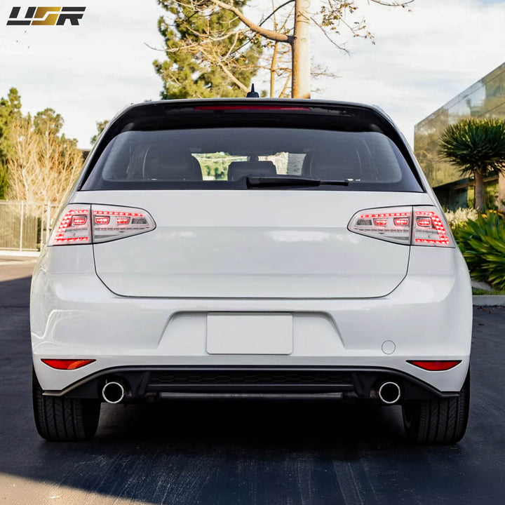 2015-2017 Volkswagen Golf GTI Euro Style All Clear Lens LED Tail Lights with Plug & Play Kit Including USDM to EURO Wire Adapter Harness + OBD Coding Device