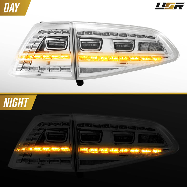 2015-2017 Volkswagen Golf GTI Euro Style All Clear Lens LED Tail Lights with Plug & Play Kit Including USDM to EURO Wire Adapter Harness + OBD Coding Device