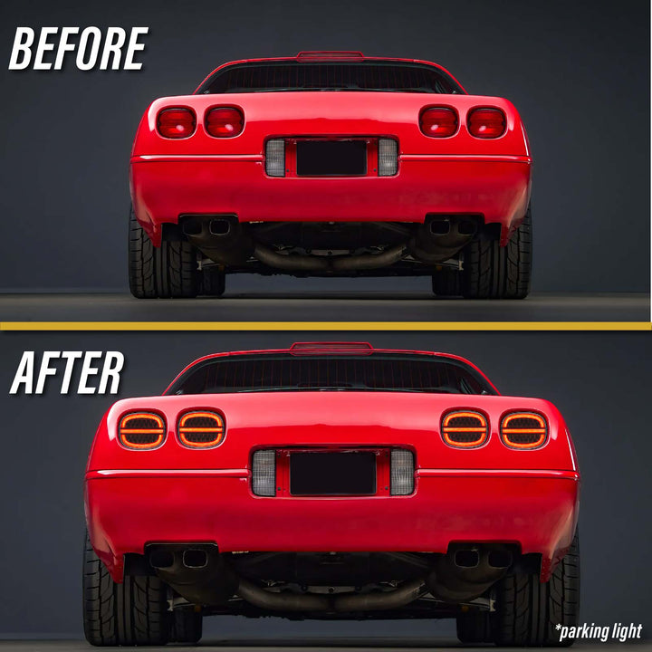 1991-1996 Chevrolet Chevy Corvette C4 Smoke Lens LED 4PC Tail Lights