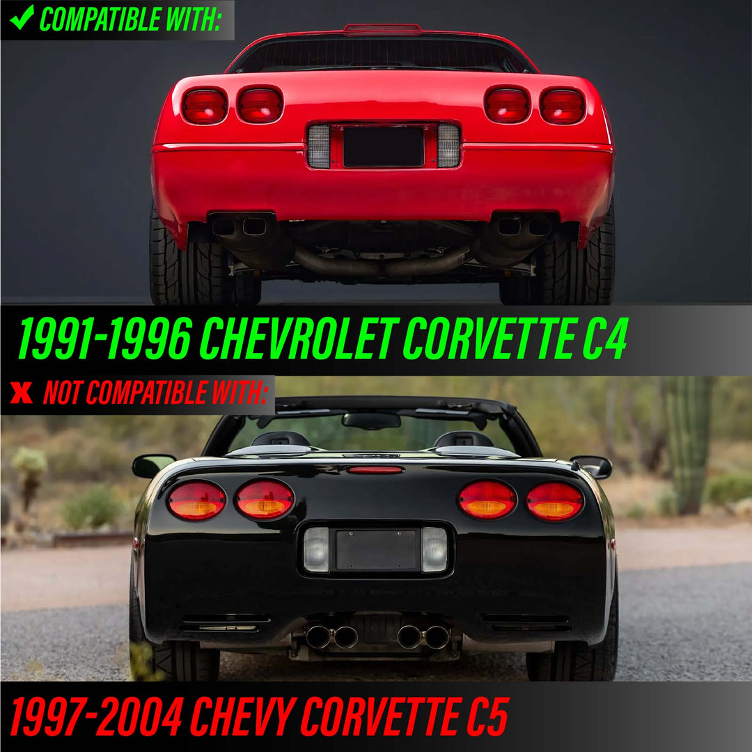 1991-1996 Chevrolet Chevy Corvette C4 Smoke Lens LED 4PC Tail Lights