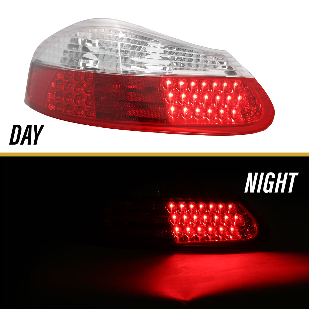 1997-2004 Porsche Boxster 986 Chassis Roadster Red/Clear or Red/Smoke LED Rear Tail Light

#lens-color_red-clear-lens