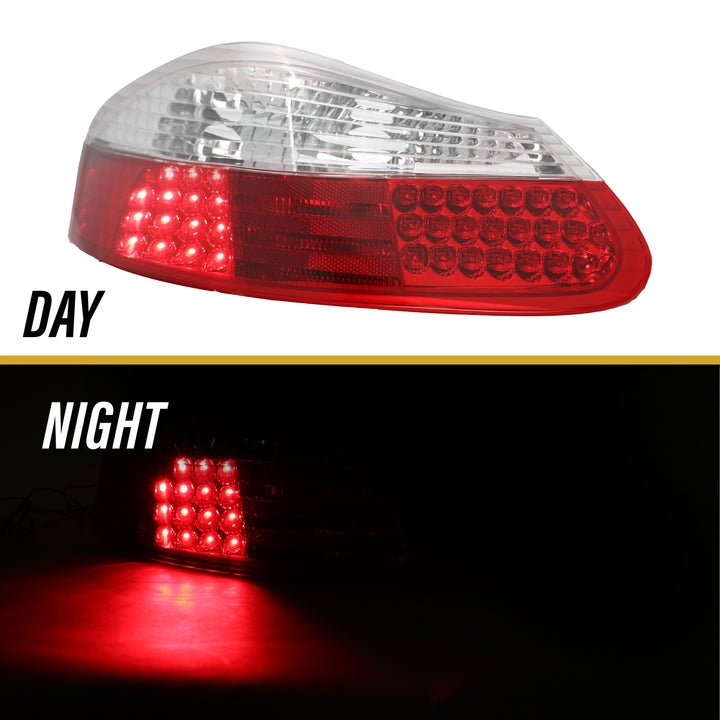 1997-2004 Porsche Boxster 986 Chassis Roadster Red/Clear or Red/Smoke LED Rear Tail Light

#lens-color_red-clear-lens