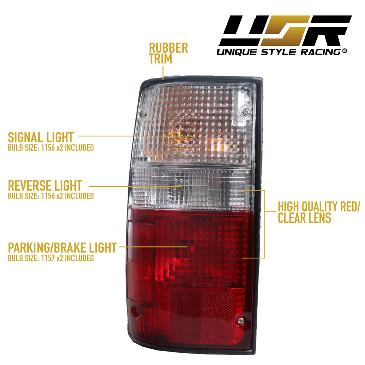 1989-1995 Toyota Pickup Truck 2WD & 4WD Red / Clear or Dark Red Smoke Lens Tail Lights