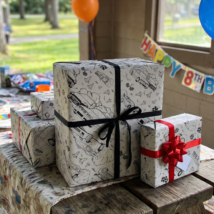 Comic Style Drift Series Black & White Hand Drawn Gift Wrapping Paper