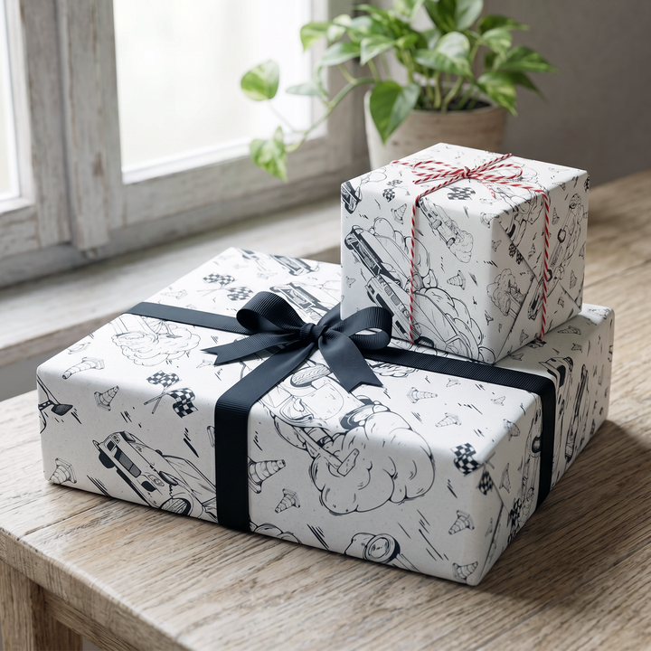 Comic Style Drift Series Black & White Hand Drawn Gift Wrapping Paper