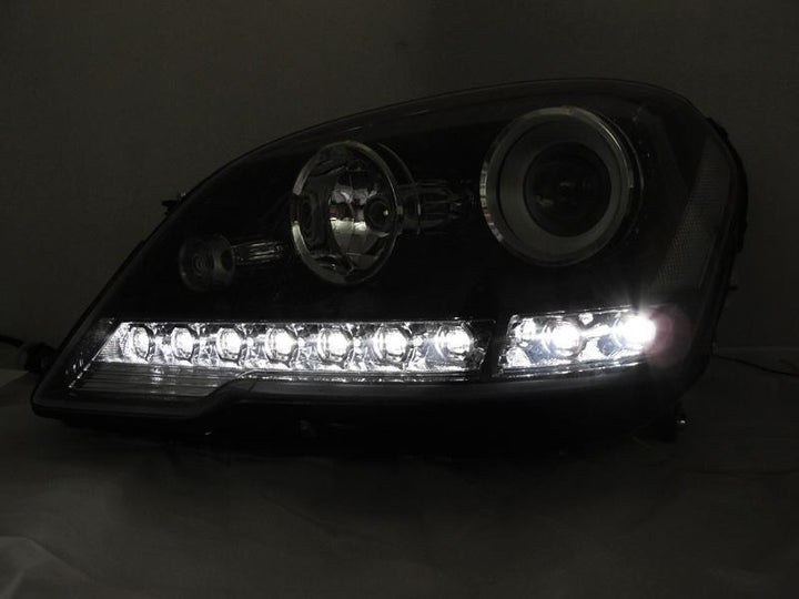 2009-2011 Mercedes Benz M Class W164 White LED Strip Chrome or Black Housing Projector Headlight For Stock Halogen Model - Made by DEPO
