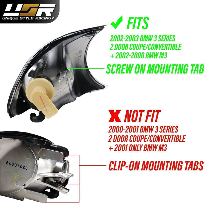 2002-2003 BMW 3 Series E46 2D / Cabrio & 2002-2006 E46 M3 DEPO Screw-On Clear or Smoke Corner Signal Light