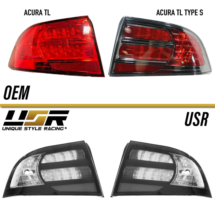 2004-2008 Acura TL Black Trim Clear Lens or Smoke Lens Rear Tail Light Cover Made by DEPO