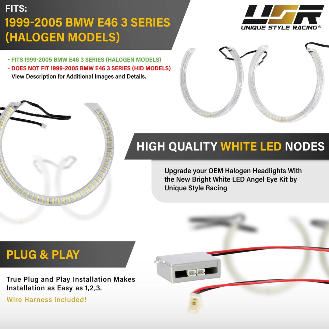Ultra High Power 240x White LED Angel Eye Halo Ring Kit for BMW E39 E36 DEPO Headlights