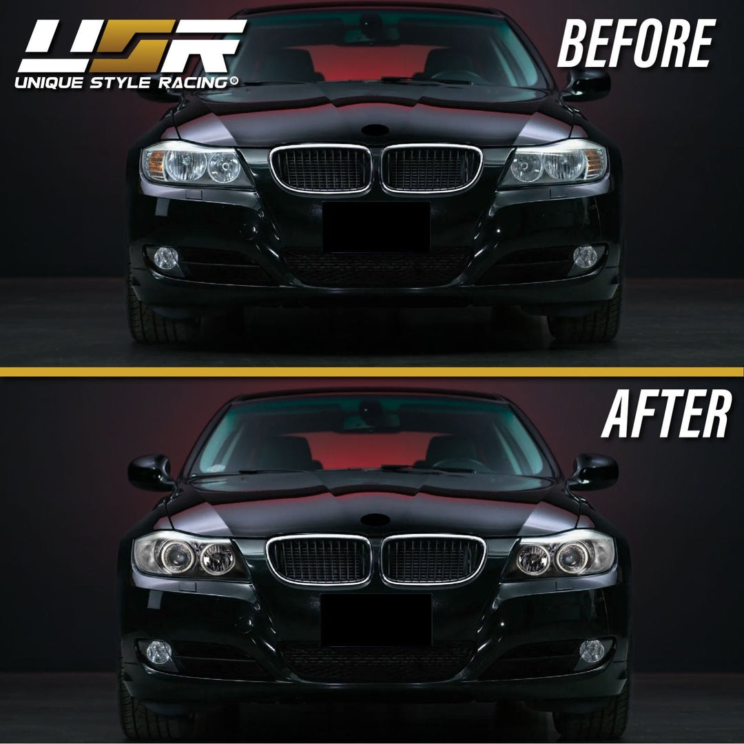 2009-2011 BMW 3 Series E90 / E91 DEPO Projector UHP LED Angel Halo Headlight With Clear Corner