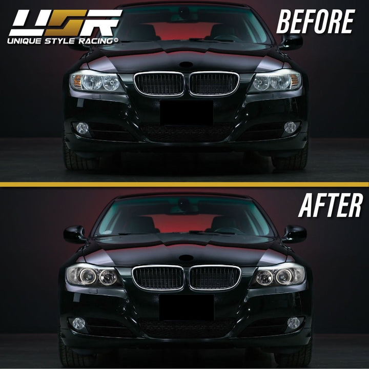 2009-2011 BMW 3 Series E90 / E91 DEPO Projector UHP LED Angel Halo Headlight With Clear Corner