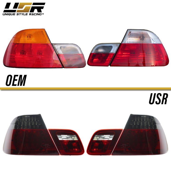 2000-2003 BMW E46 3 Series 2 Door Coupe Red/Clear or Red/Smoke LED Tail Light Made By DEPO