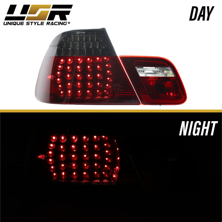 2000-2003 BMW E46 3 Series 2 Door Coupe Red/Clear or Red/Smoke LED Tail Light Made By DEPO