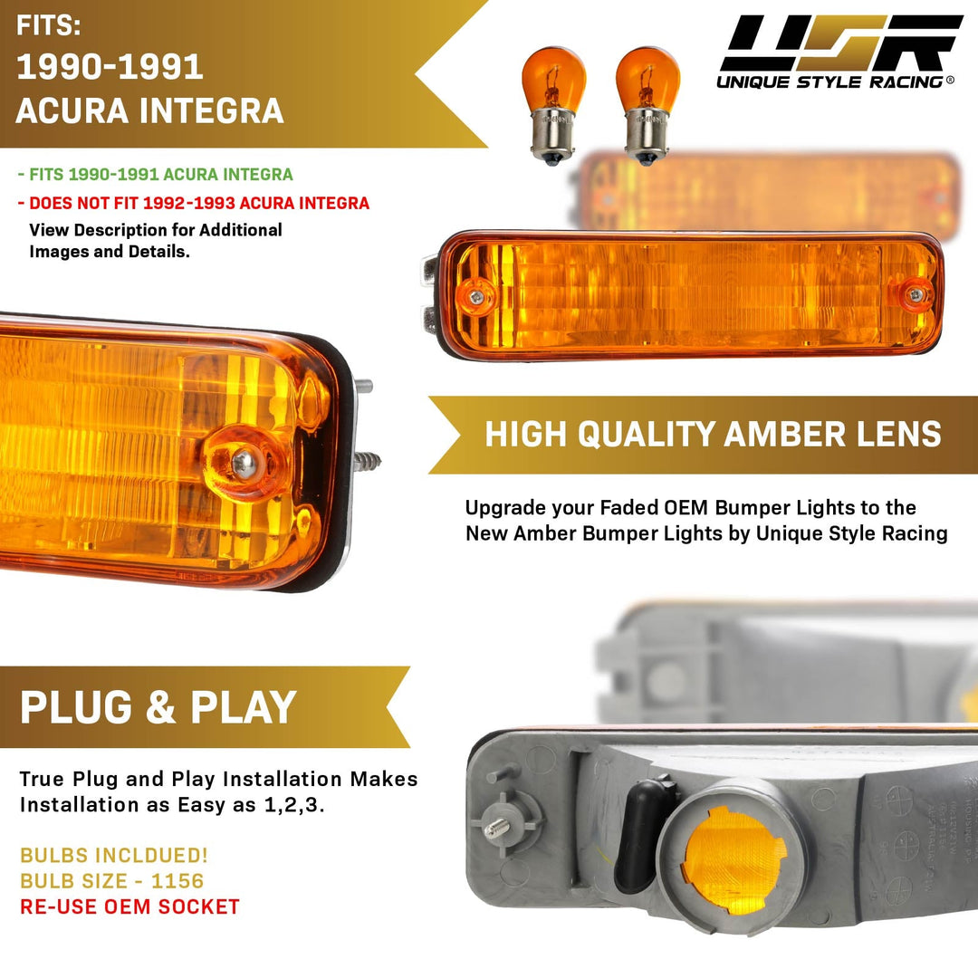 1990 1991 Acura Integra JDM Style Clear or Amber Bumper Signal Light 
#lens-color_amber-lens