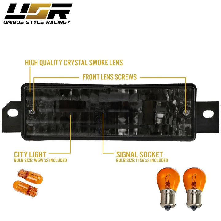 1989-1991 BMW E30 3 Series Crystal Clear or Smoke Bumper Signal Light

#lens-color_crystal-smoke-lens