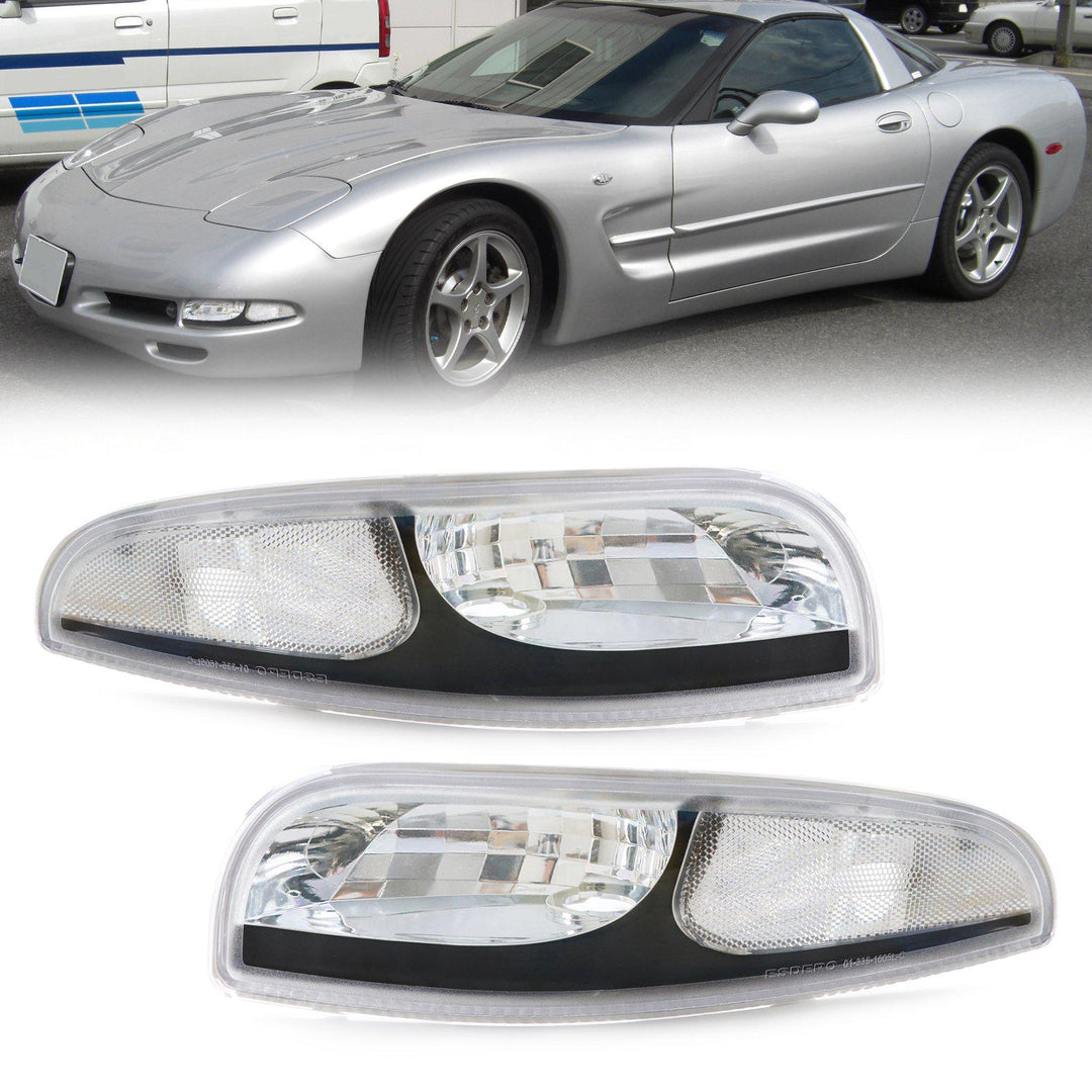 1997 - 2004 Chevrolet Corvette C5 Black Inner Housing Clear or Light Smoke Lens Front Bumper Signal Light