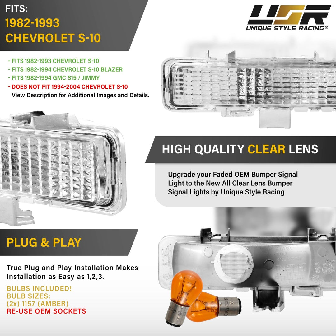 1982 - 1993 Chevrolet Chevy S10 Clear Lens Bumper Light