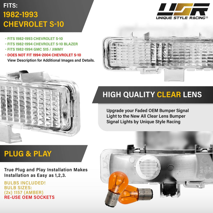 1982 - 1993 Chevrolet Chevy S10 Clear Lens Bumper Light