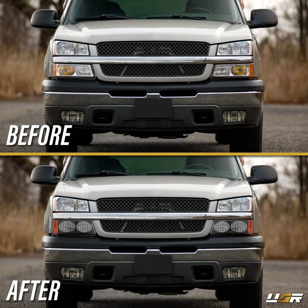 2003-2006 Chevrolet Chevy Silverado Black Housing Clear Lens Bumper Turn Signal Lights