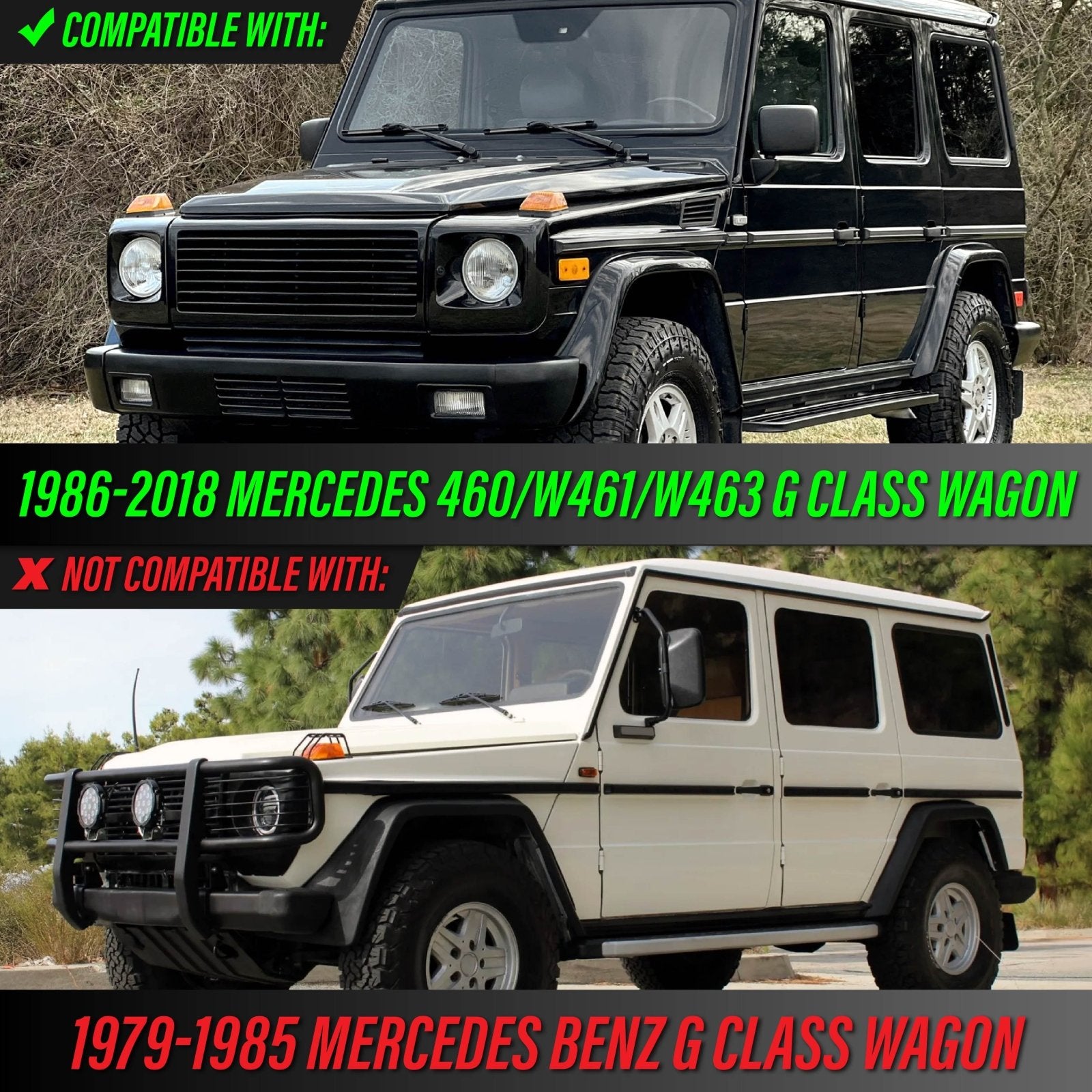 1986-2018 Mercedes W463 / W461 / W460 G Class Black Stainless