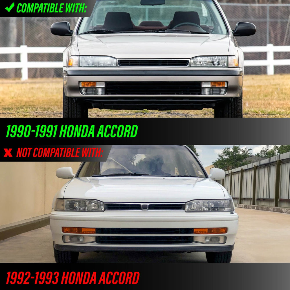 1990 1991 Honda Accord DX / LX / EX Clear or Amber Front Bumper Signal Lights 
#lens-color_clear-lens
