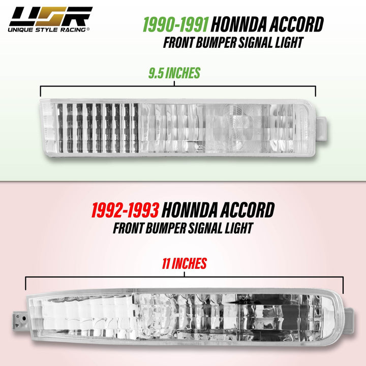 1990 1991 Honda Accord DX / LX / EX Clear or Amber Front Bumper Signal Lights 
#lens-color_clear-lens