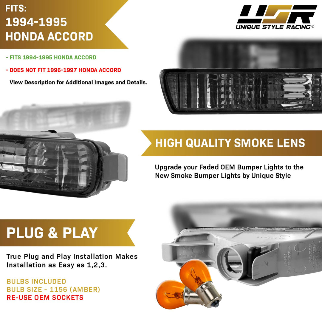 1994 1995 Honda Accord Clear, Smoke or Amber Front Bumper Signal Light 
#lens-color_smoke-lens