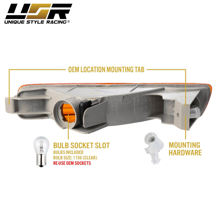 1994 1995 Honda Accord Clear, Smoke or Amber Front Bumper Signal Light 
#lens-color_amber-lens