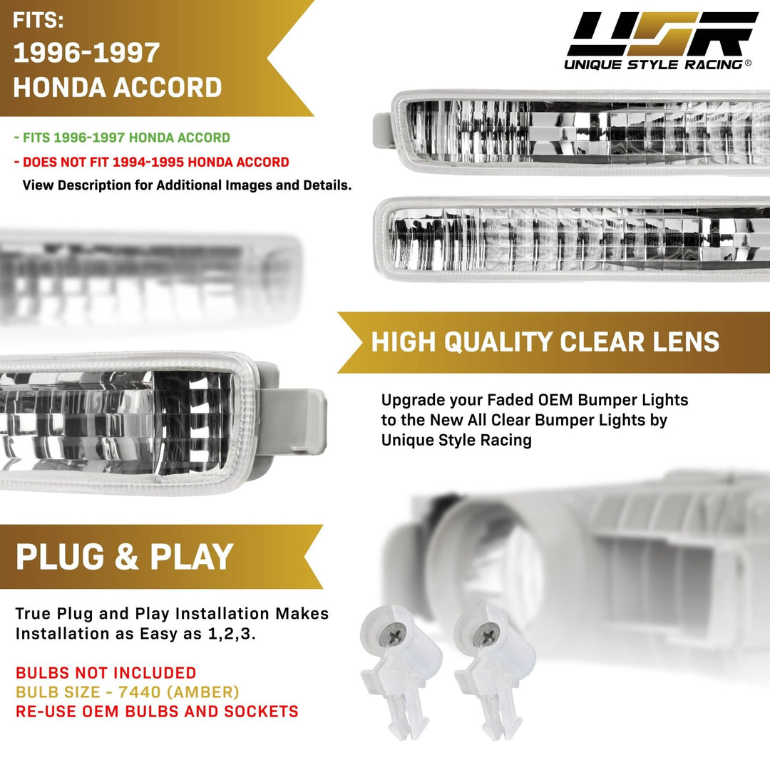 1996 1997 Honda Accord Clear or Smoke or Amber Lens Front Bumper Signal Light 
#lens-color_clear-lens