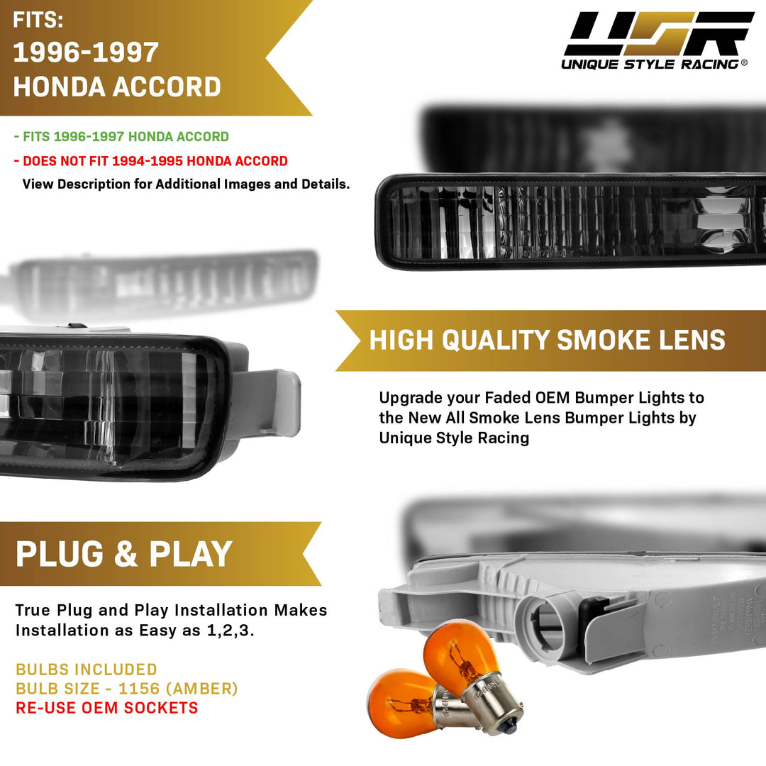 1996 1997 Honda Accord Clear or Smoke or Amber Lens Front Bumper Signal Light 
#lens-color_smoke-lens