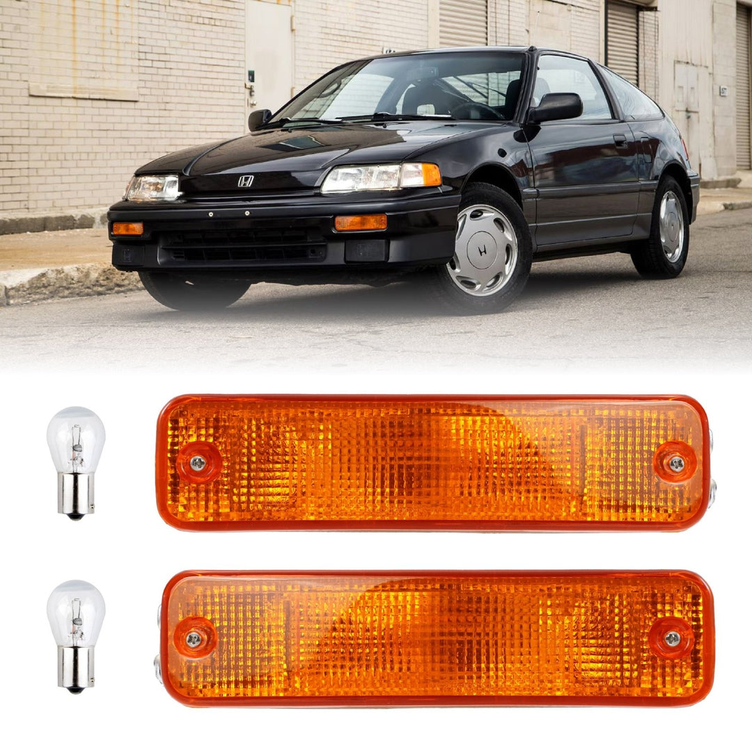 1988-1989 Honda Civic 3D Hatchback & 4D Sedan Clear Smoke or Amber Bumper Turn Signal Light 
#lens-color_amber-lens