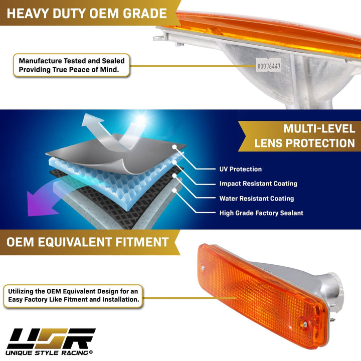 1988-1989 Honda Civic 3D Hatchback & 4D Sedan Clear Smoke or Amber Bumper Turn Signal Light 
#lens-color_amber-lens