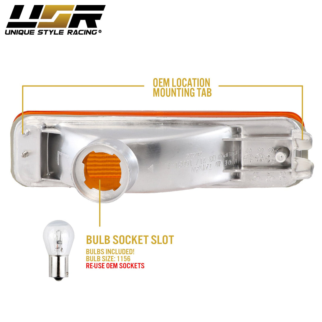 1988-1989 Honda Civic 3D Hatchback & 4D Sedan Clear Smoke or Amber Bumper Turn Signal Light 
#lens-color_amber-lens
