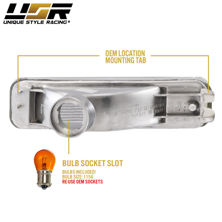 1988-1989 Honda Civic 3D Hatchback & 4D Sedan Clear Smoke or Amber Bumper Turn Signal Light 
#lens-color_clear-lens