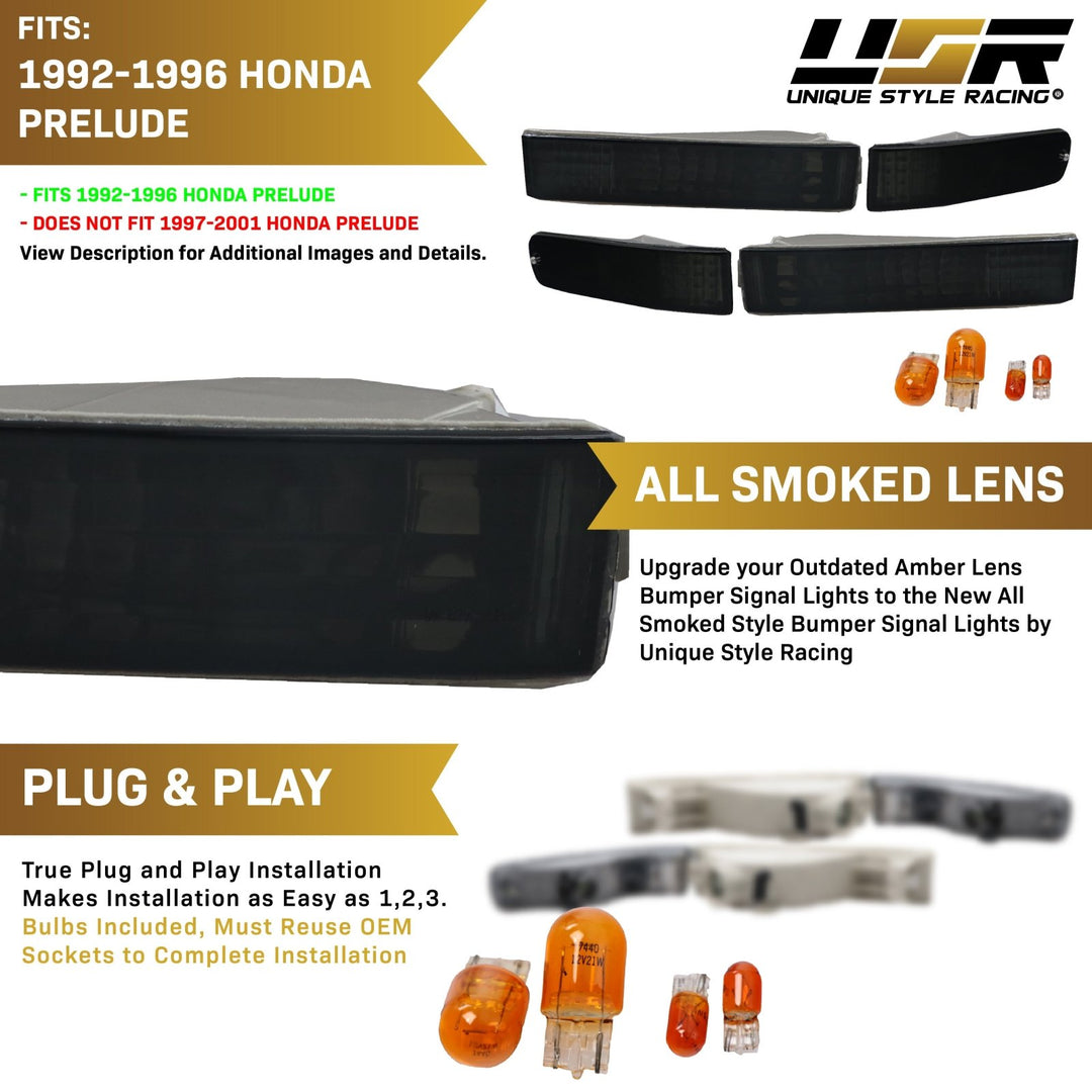 1992 1993 1994 1995 1996 Honda Prelude Euro Crystal Clear or Smoke Front Bumper Signal Lights 
#lens-color_crystal-smoke-lens