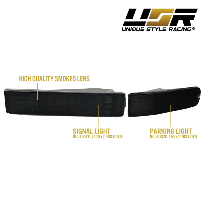 1992 - 1996 Honda Prelude Euro Crystal Clear or Smoke Front Bumper Signal Lights