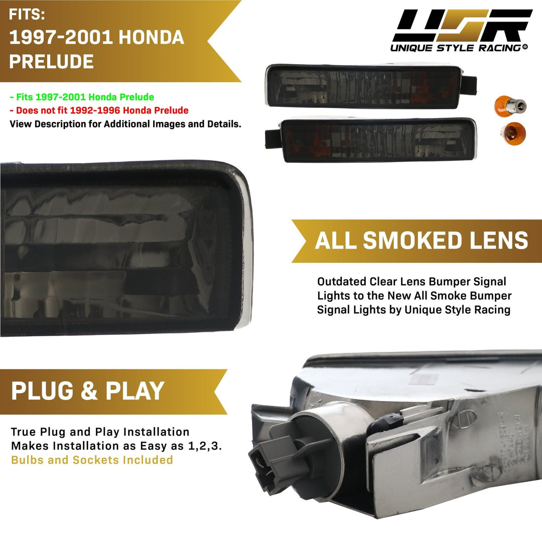 1997-2001 Honda Prelude JDM Style Smoke Lens Bumper Signal Lights