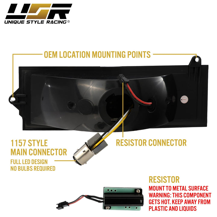 1984 - 1996 Jeep Cherokee Front Clear or Smoke Lens Switchback LED Bumper Turn Signal Light