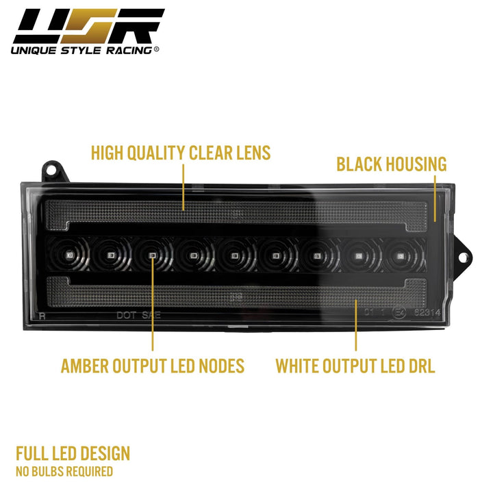 1984 1985 1986 1987 1988 1989 1990 1991 1992 1993 1994 1995 1996 Jeep Cherokee Front Clear or Smoke Lens Switchback LED Bumper Turn Signal Light 
#lens-color_clear-lens