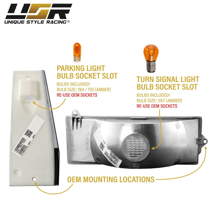 1984 - 1996 Jeep Cherokee XJ Smoke Lens 4PC Front Corner + Bumper Light Combo