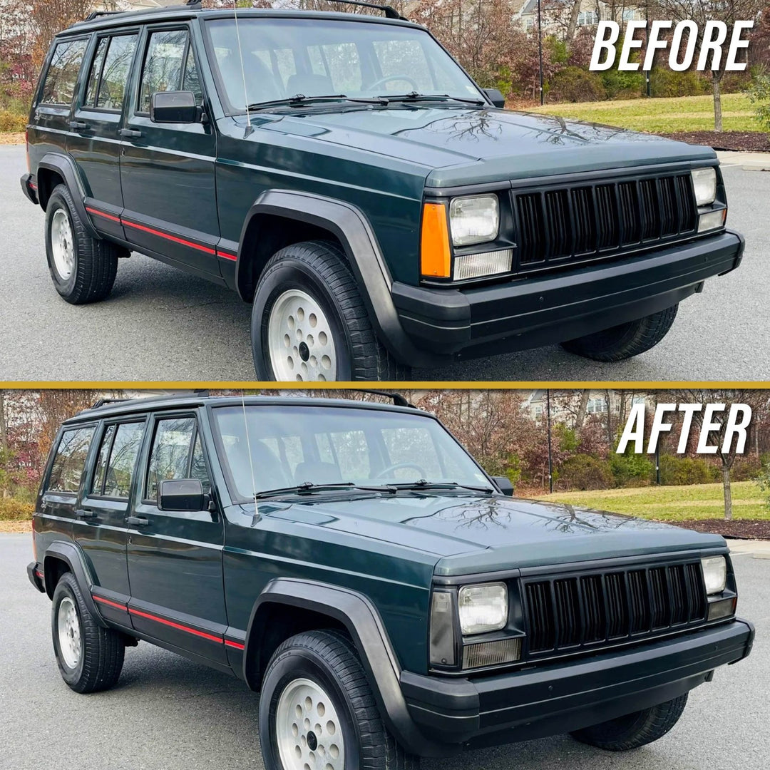 1984 - 1996 Jeep Cherokee XJ Smoke Lens 4PC Front Corner + Bumper Light Combo