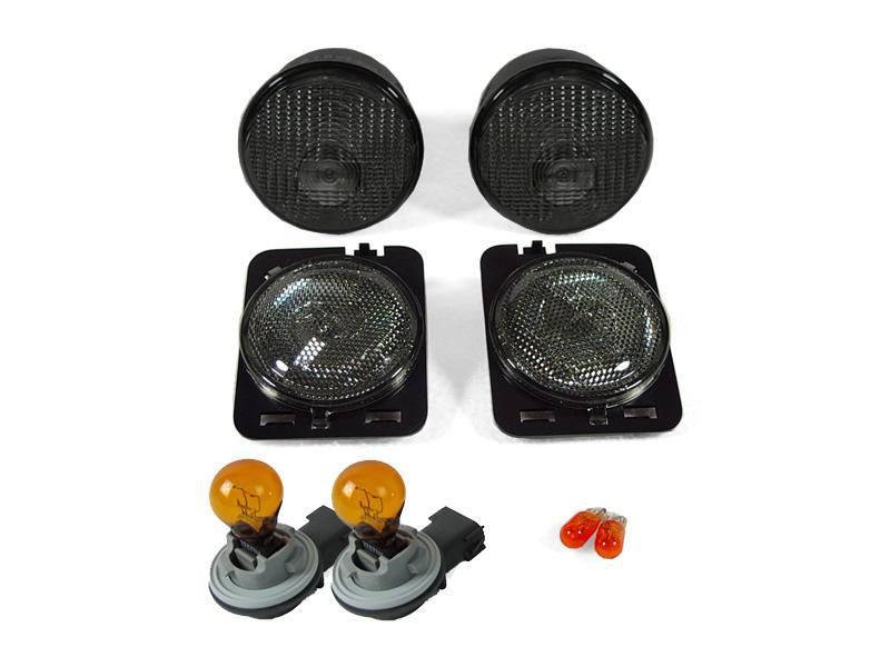 2014 - 2015 Jeep Wrangler JK Smoke Front Bumper Signal Lights + Side Marker Lights