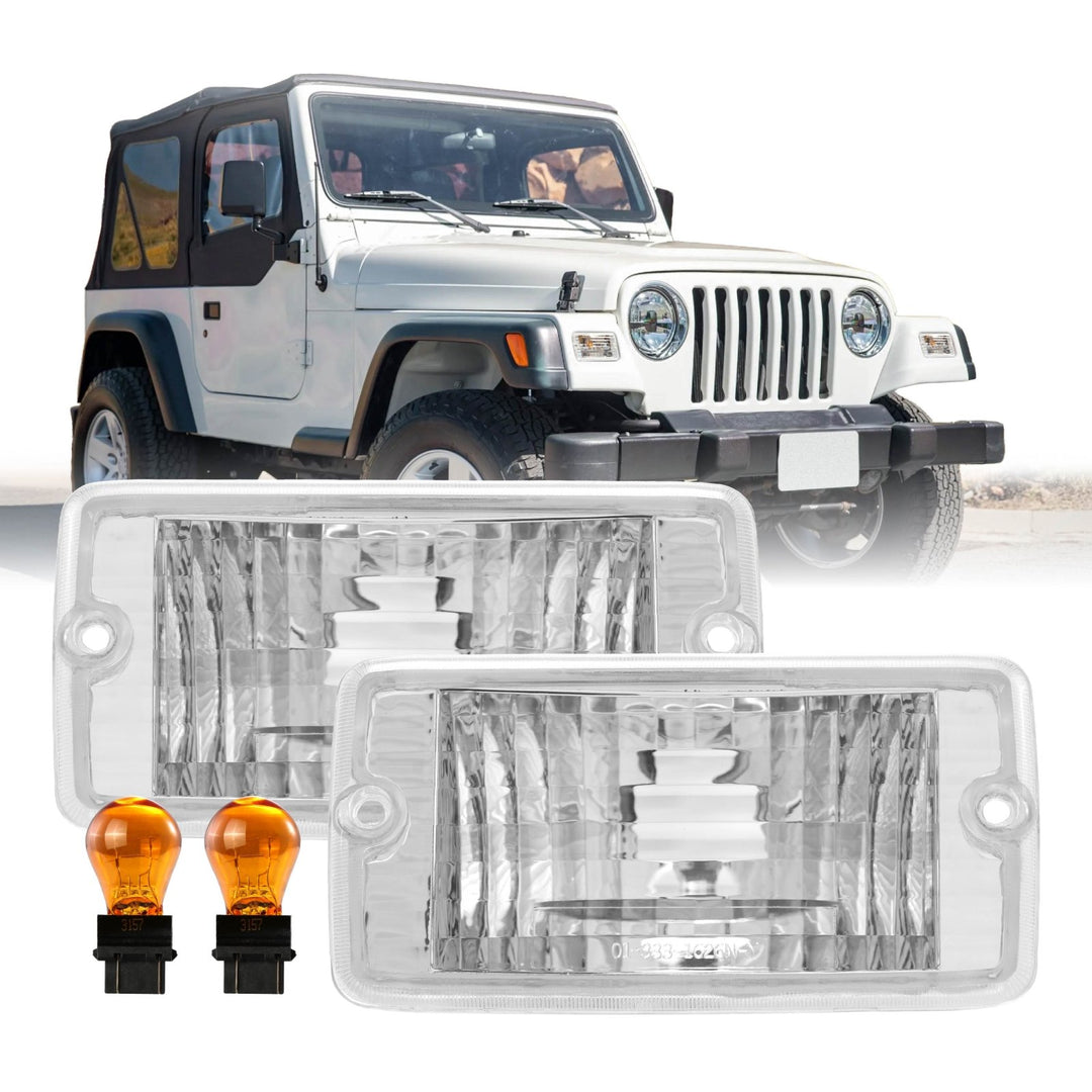 1997 1998 1999 2000 2001 2002 2003 2004 2005 2006 Jeep Wrangler TJ Clear or Smoke Bumper Signal Lights 
#lens-color_crystal-clear-lens