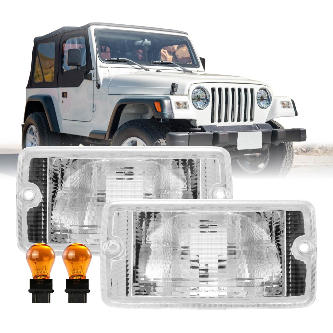 1997 1998 1999 2000 2001 2002 2003 2004 2005 2006 Jeep Wrangler TJ Clear or Smoke Bumper Signal Lights 
#lens-color_clear-lens