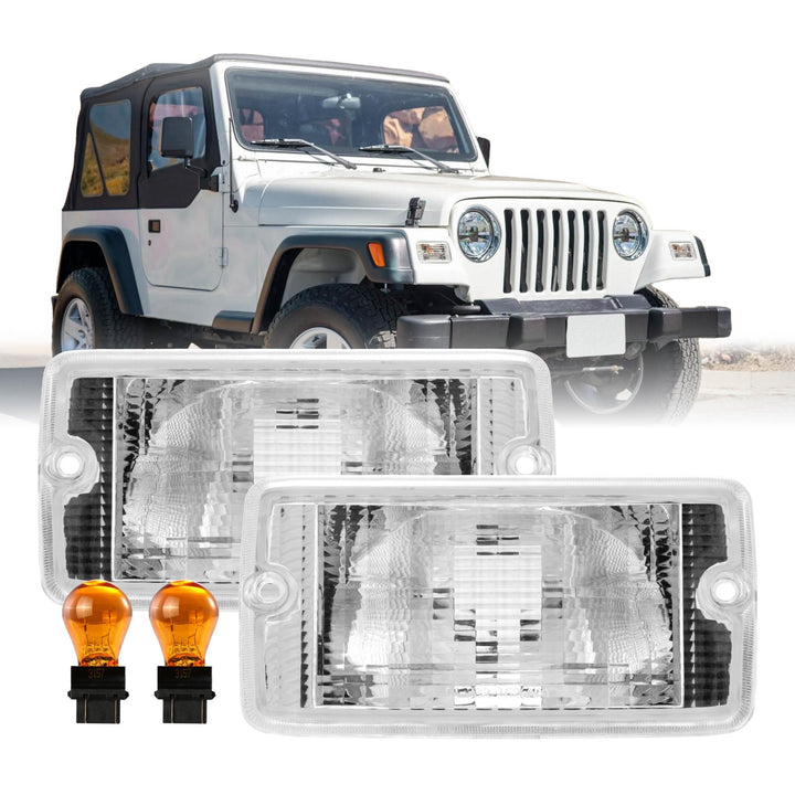 1997 1998 1999 2000 2001 2002 2003 2004 2005 2006 Jeep Wrangler TJ Clear or Smoke Bumper Signal Lights 
#lens-color_clear-lens