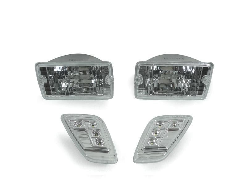 1997 - 2006 Jeep Wrangler TJ Crystal Clear or Smoke Front Bumper Lights + LED Side Marker Lights