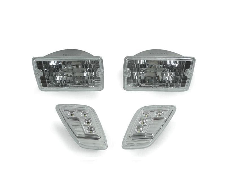 1997 - 2006 Jeep Wrangler TJ Crystal Clear or Smoke Front Bumper Lights + LED Side Marker Lights